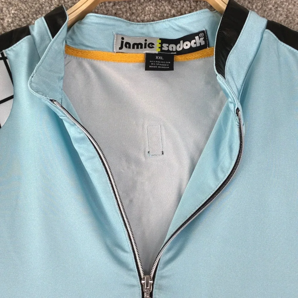 Jamie Sadock Top Womens‎ XXL Blue Grid Active Outdoor Tennis Golfcore Statement